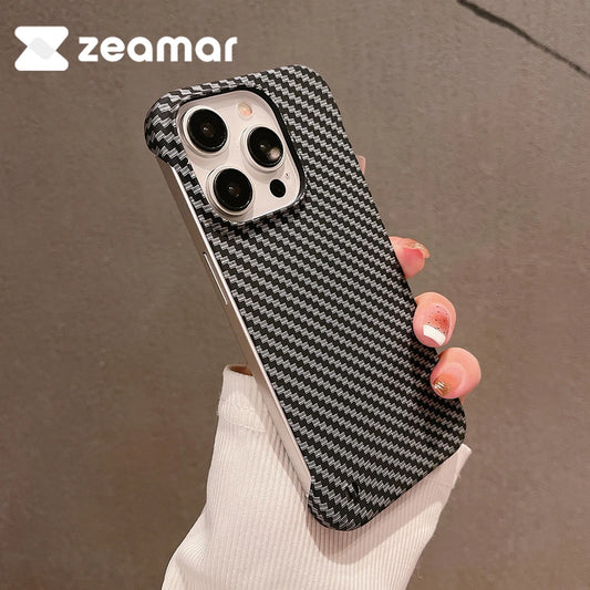 Frameless Carbon Fiber Texture Hard Case For iPhone Slim Matte Shockproof Cover