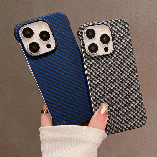 Frameless Carbon Fiber Texture Hard Case For iPhone Slim Matte Shockproof Cover